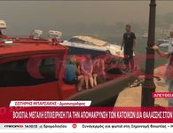 Φωτιά στη Βοιωτία: Σκηνές χάους με εκκένωση διά θαλάσσης από τον Αγ. Βασίλειο