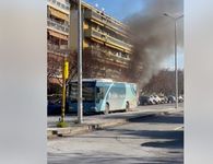Θεσσαλονίκη: Φωτιά σε λεωφορείο των ΚΤΕΛ