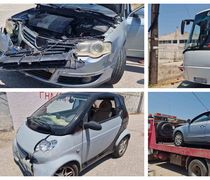 Tροχαίο στον Επαρχιακό – Σύγκρουση λεωφορείου με 2 αυτοκίνητα