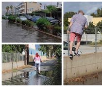 Προβλήματα στους δρόμους της Κω από την πρώτη βροχή – Τουρίστες σκαρφάλωσαν στα σύρματα για να διασχίσουν τον δρόμο