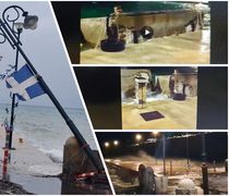 Έσπασαν τα μπλόκια στο λιμάνι της Κω - Έπεσαν κολώνες φωτισμού (vid)