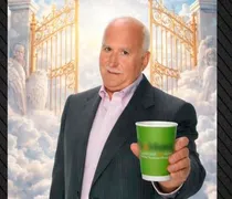 Αντιδράσεις με διαφήμιση μαγαζιού που δείχνει τον Γιώργο Παπαδάκη να πίνει τον καφέ του από τον Παράδεισο