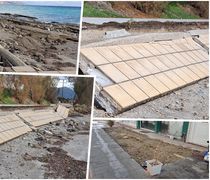 Ζημιές από την κακοκαιρία στην Καρδαμαινα - Κατέρρευσε πεζοδρομιο στον παραλιακό δρόμο 