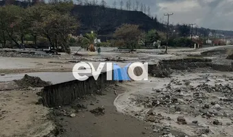 Εικόνες βιβλικής καταστροφής από την κακοκαιρία στην πυρόπληκτη Β. Εύβοια