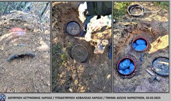 Αστυνομικός σκύλος στη Λάρισα ανακάλυψε βαρέλια θαμμένα στο έδαφος με 71 kg κάνναβης (vid)