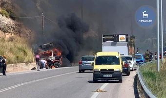 Θανατηφόρο τροχαίο στη Ρόδο όταν όχημα τυλίχθηκε στις φλόγες - 1 νεκρός και 1 τραυματίας σε σοβαρή κατάσταση