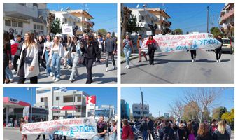 Πορεία των μαθητών της Κω για το δυστύχημα στα Τέμπη και την κατάσταση της Υγείας στην Κω