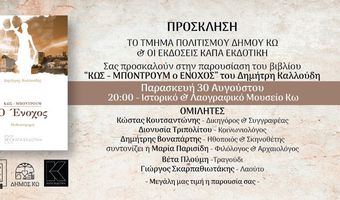 ΠΑΡΟΥΣΙΑΣΗ ΤΟΥ ΒΙΒΛΙΟΥ ΤΟΥ ΔΗΜΗΤΡΗ ΚΑΛΛΟΥΔΗ ΜΕ ΤΙΤΛΟ «ΚΩΣ-ΜΠΟΝΤΡΟΥΜ. Ο ΕΝΟΧΟΣ»