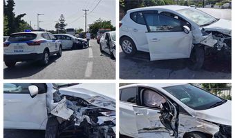 Σφοδρή σύγκρουση 2 αυτοκινήτων στο Λινοπότη