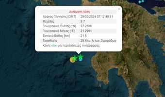 Ισχυρός σεισμός 5,7 Ρίχτερ ανοιχτά των Φιλιατρών - Αισθητός και στην Αθήνα