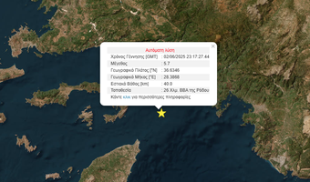 Ισχυρός σεισμός 5,7 R ταρακούνησε τα ξημερώματα τα Δωδεκάνησα 