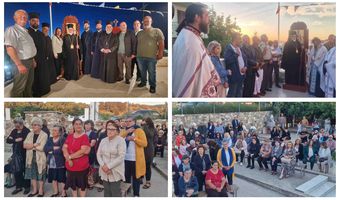 Πλήθος πιστών στον Αρχιερατικό εσπερινό της Αγίας Υπομονής στο εξωκκλήσι της οικογένειας Κασίου στη Μεσαριά