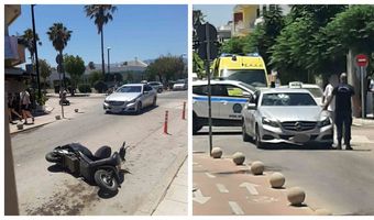 Τροχαίο ατύχημα στην Αβέρωφ - Σύγκρουση δικύκλου με ταξί