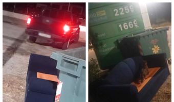Aναγνώστης: Συμπολίτης μας στο Πυλί με το αυτοκίνητό του πέταξε καναπέ δίπλα σε κάδο απορριμμάτων και έφυγε