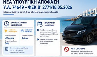 Νέα Υπουργική απόφαση για τα Ε.Ι.Χ. με Οδηγό στα Νησιά - Τι αλλάζει με την Υ.Α. 74649 