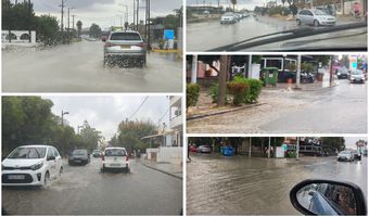 Πλημμύρισαν δρόμοι από τη σημερινή βροχόπτωση στην Κω