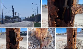Επικίνδυνες και ετοιμόρροπες κολώνες φωτισμού στην περιοχή "Φάρος" στη Λάμπη