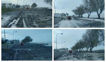 Προβλήματα στον παραλιακό δρόμο στο Τιγκάκι – Γέμισε φύκια και άμμο