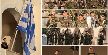 Συνοδεία της Φιλαρμονικής της 80 ΑΔΤΕ η έπαρση της Σημαίας στο Διοικητήριο Κω