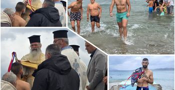Με λαμπρότητα ο εορτασμός των Θεοφανίων στο Μαρμάρι – Ο Γιώργος Διαμαντής έπιασε τον Σταυρό