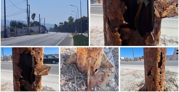 Επικίνδυνες και ετοιμόρροπες κολώνες φωτισμού στην περιοχή "Φάρος" στη Λάμπη