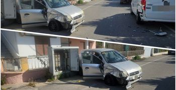 Τροχαίο στον Αμπαβρη: Αυτοκίνητο προσέκρουσε σε κλούβα και σε καφάο του ΟΤΕ