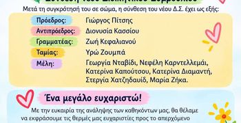 To νέο Δ.Σ. του Σ/γου Γονέων και Κηδεμόνων του 1ου και 2ου Νηπιαγωγείου Πυλίου