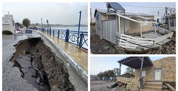 Nέες «πληγές» στην Κέφαλο από την χθεσινή κακοκαιρία: Kατέρρευσε νέο τμήμα του παραλιακού δρόμου - Ζημιές σε επιχειρήσεις