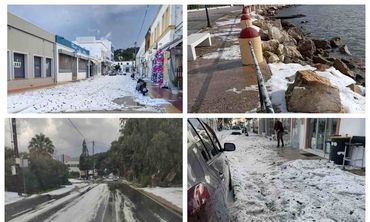 Πρωτοφανής χαλαζόπτωση στη Λέρο ανήμερα Χριστουγέννων