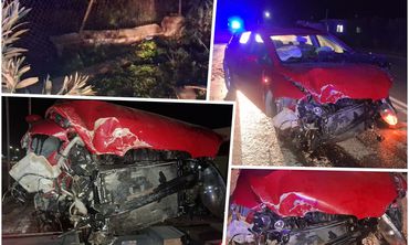 Τροχαίο στον Επαρχιακό - Αυτοκίνητο ξέφυγε της πορείας του και προσέκρουσε με σφοδρότητα σε τοιχίο 