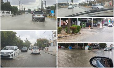 Πλημμύρισαν δρόμοι από τη σημερινή βροχόπτωση στην Κω