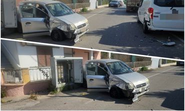 Τροχαίο στο Κακό Πρινάρι: Αυτοκίνητο προσέκρουσε σε κλούβα και σε καφάο του ΟΤΕ