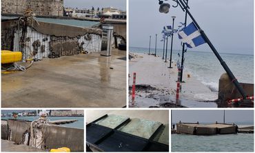 Έσπασαν τα μπλόκια στο λιμάνι της Κω - Έπεσαν κολώνες φωτισμού- Zημιές και σε επιχειρήσεις (vid)