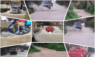 Πλημμύρισαν δρόμοι και σπίτια στην Κω - Προβλήματα από την έντονη βροχόπτωση
