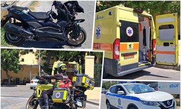 Τροχαίο στον Επαρχιακό: Σφοδρή σύγκρουση αυτοκινήτου με μηχανή 