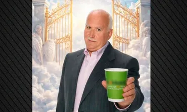 Αντιδράσεις με διαφήμιση μαγαζιού που δείχνει τον Γιώργο Παπαδάκη να πίνει τον καφέ του από τον Παράδεισο