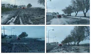 Προβλήματα στον παραλιακό δρόμο στο Τιγκάκι – Γέμισε φύκια και άμμο