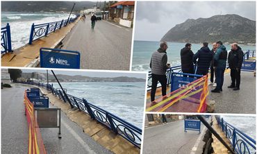 Σοβαρές ζημιές στον παραλιακό δρόμο της Κεφάλου λόγω κακοκαιρίας (vid)