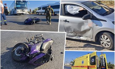 Tροχαίο στον Επαρχιακό: Σύγκρουση ΙΧ με δίκυκλο - Στο νοσοκομείο ο οδηγός
