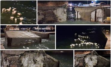 Η κακοκαιρία διέλυσε τα μπλόκια στο λιμάνι της Κω – Γέμισε η θάλασσα με δεκάδες μικρά κομμάτια