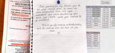 Συγκινητικά τα ευχαριστήρια μηνύματα τουριστών στους εθελοντές για την φωτιά στην Κω – Δείτε το σημείωμα που άφησαν στο κλειστό γήπεδο