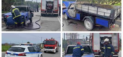 Φωτιά σε εν κινήσει φορτηγό στον Επαρχιακό