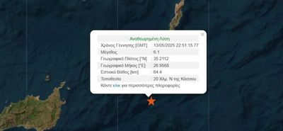 Καθησυχαστικός ο Ε. Λέκκας για τα 6,1 Ρίχτερ νότια της Κάσου 