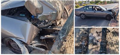 Τροχαίο στο Ζηπάρι - Αυτοκίνητο συγκρούστηκε σε κολώνα 
