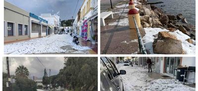 Πρωτοφανής χαλαζόπτωση στη Λέρο ανήμερα Χριστουγέννων