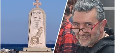 Eπιμνημόσυνη Δέηση στo Μνημείο των Ιμίων στην περιοχή Σκανδαρίου (Φάρος) που τοποθετήθηκε από το Εργαστήριο Ψηφιδωτών της Μητροπόλεως