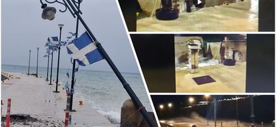 Έσπασαν τα μπλόκια στο λιμάνι της Κω - Έπεσαν κολώνες φωτισμού (vid)