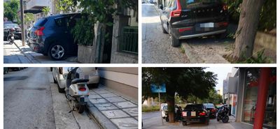 Αναγνώστης: Σεβασμός μηδέν! Παρκαρίσματα πάνω στα πεζοδρόμια