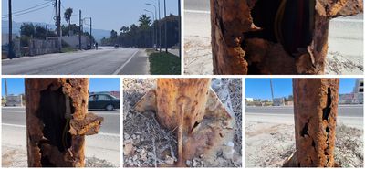 Επικίνδυνες και ετοιμόρροπες κολώνες φωτισμού στην περιοχή "Φάρος" στη Λάμπη