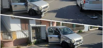 Τροχαίο στο Κακό Πρινάρι: Αυτοκίνητο προσέκρουσε σε κλούβα και σε καφάο του ΟΤΕ